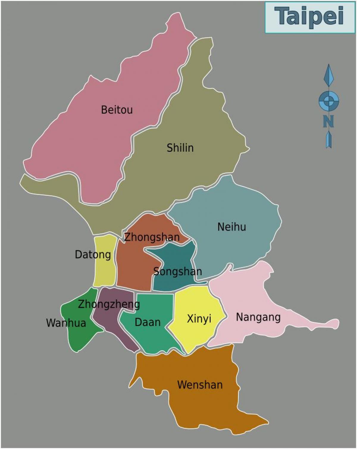 Taipei city distrik kaart