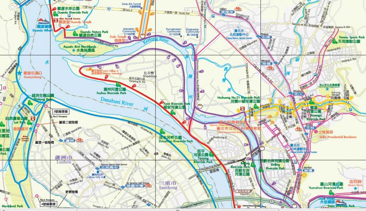 kaart van Taipei fiets pad