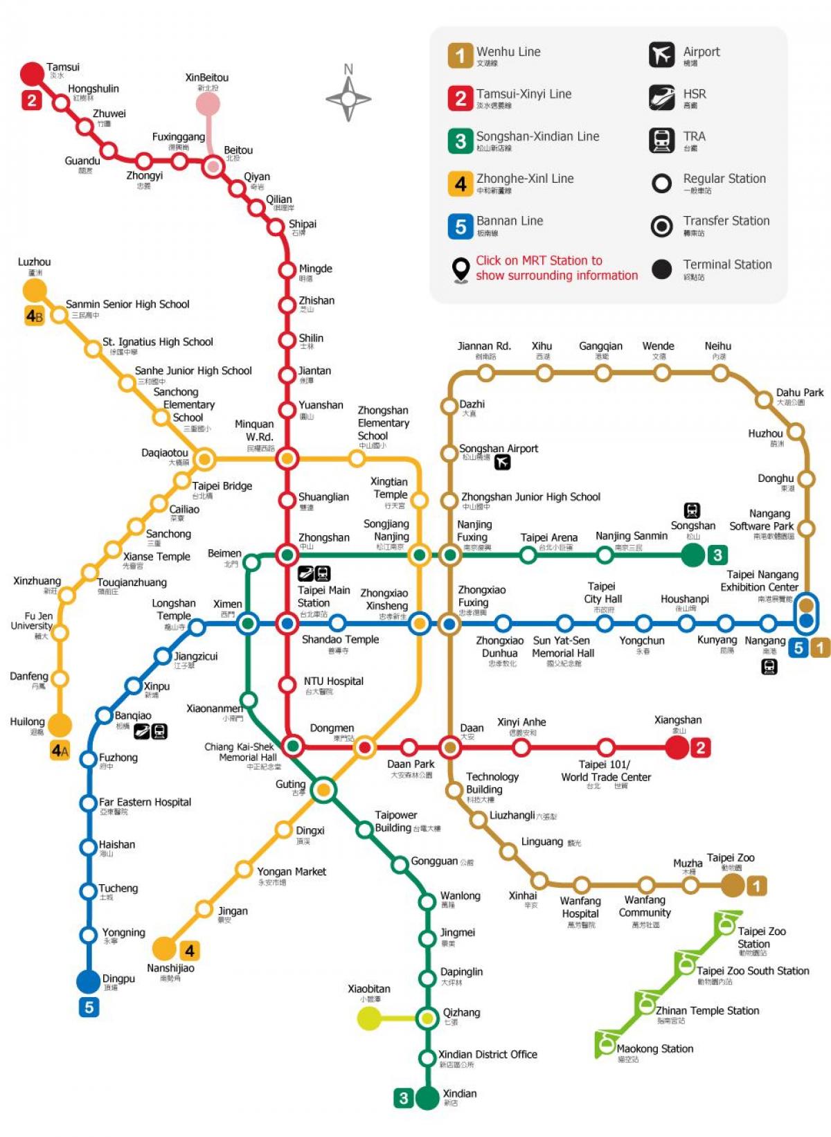 Taipei metro stasie kaart