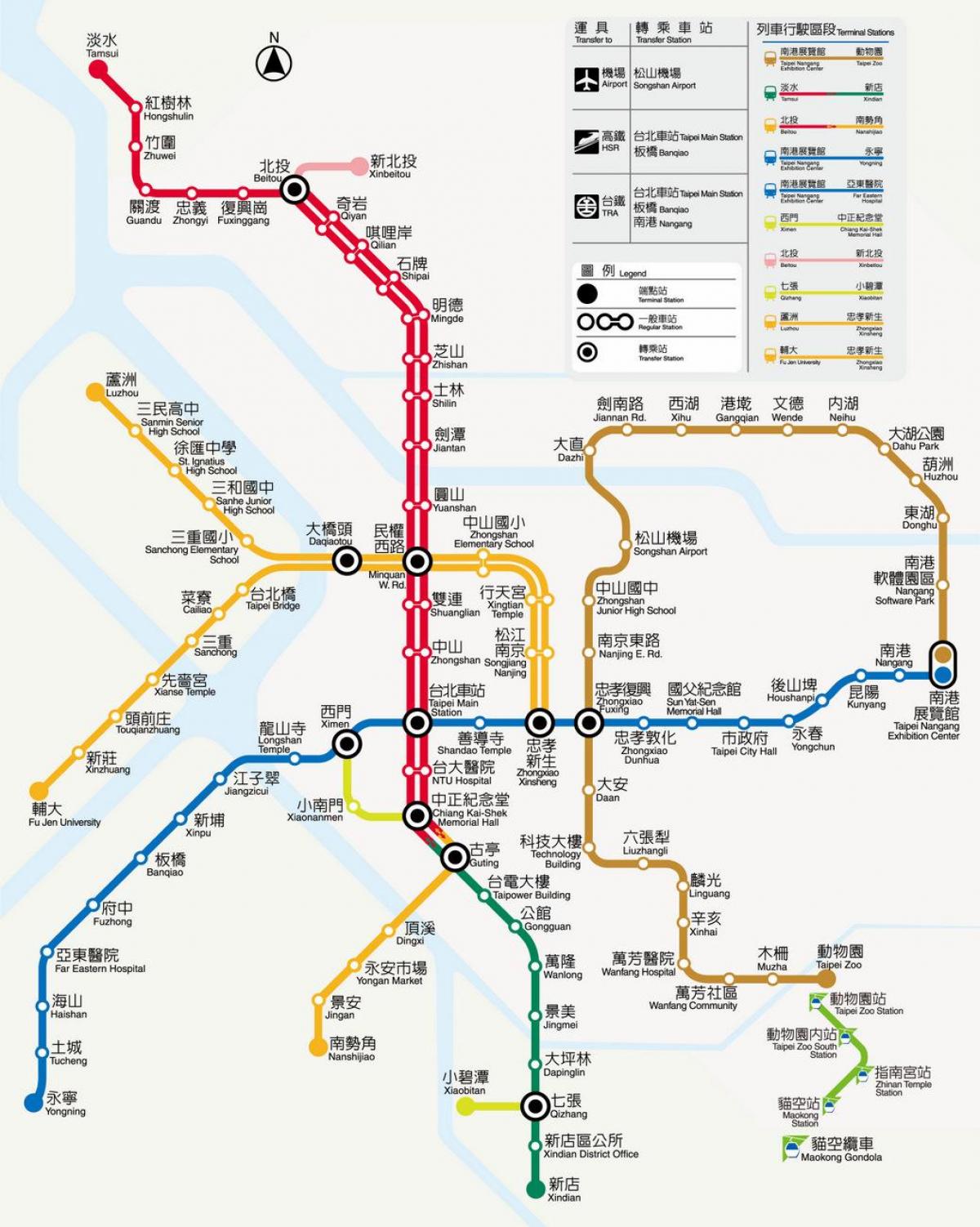 kaart van Taipei mrt tarief 