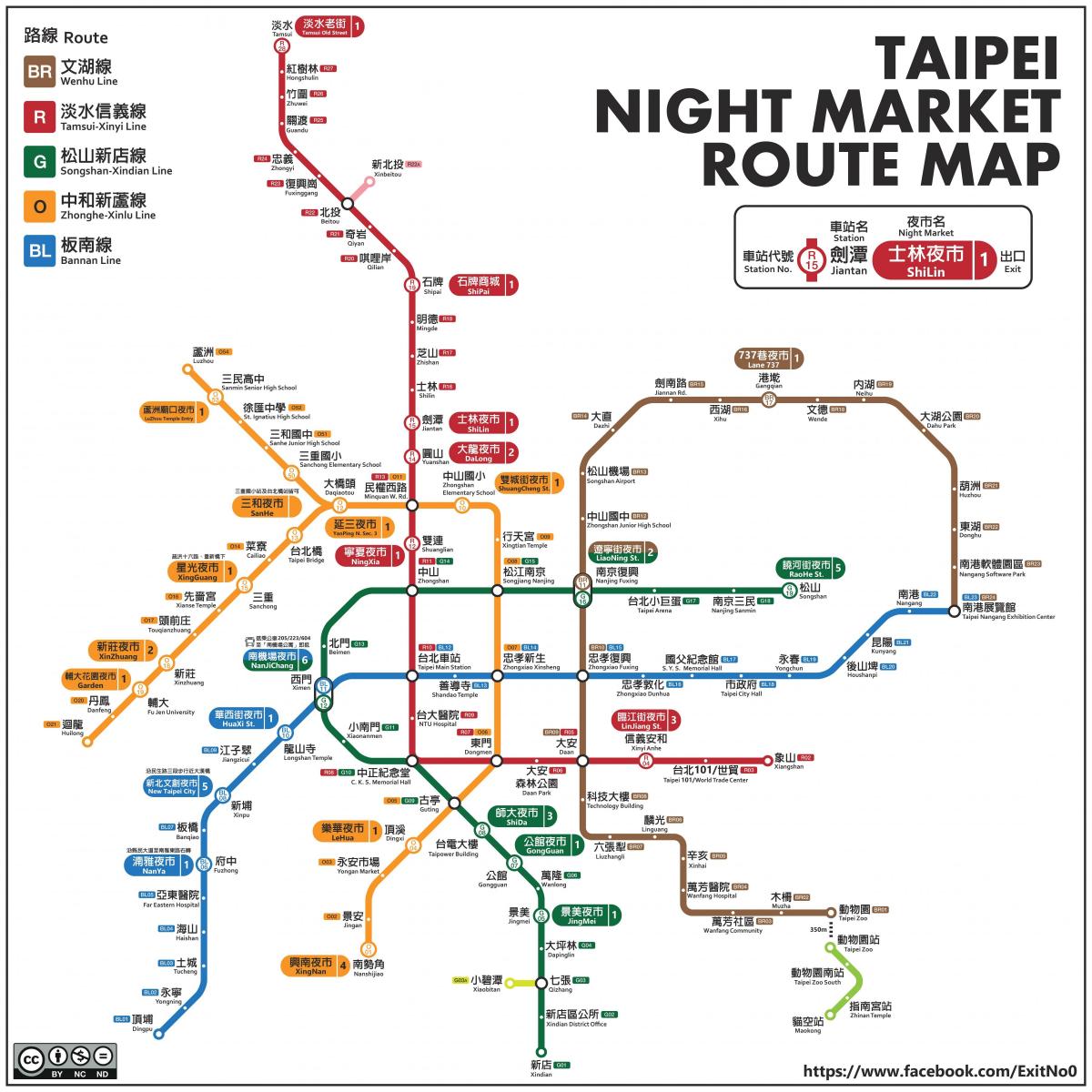 kaart van Taipei nag markte
