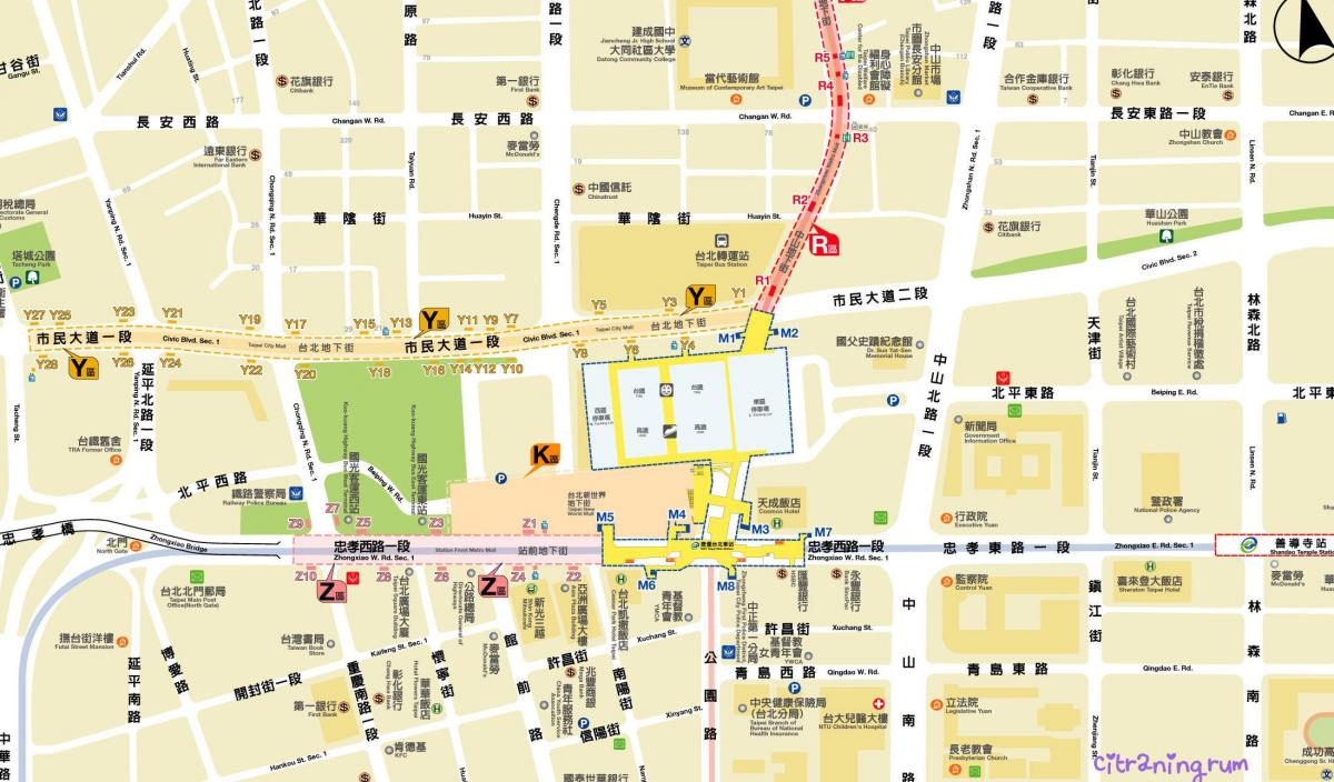 kaart van Taipei ondergrondse winkelsentrum