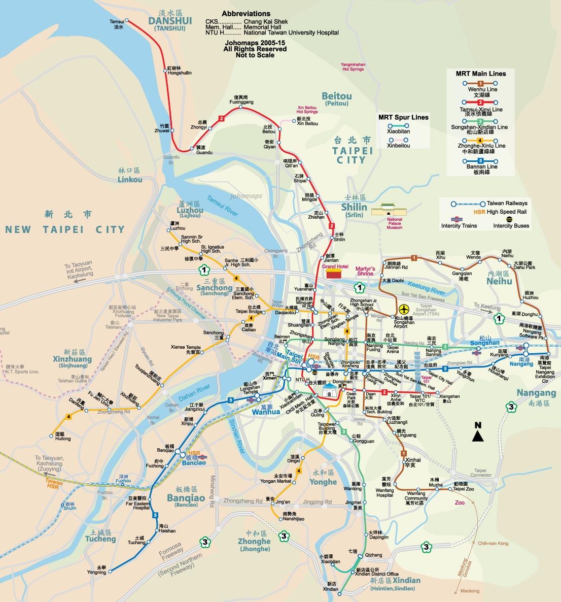 Taipei belangrikste stasie kaart