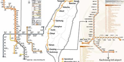 Kaart van Taipei hoë spoed spoor stasie