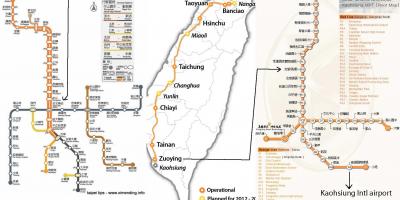 Kaart van Taipei hoë spoed spoor stasie