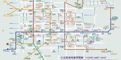 Taipei metro kaart met toerisme-aantreklikhede
